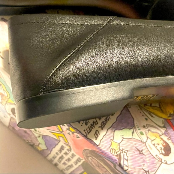 JEFFREY CAMPBELL “Velviteen Bit Leather” Flat Loafer Black Leather Gold Buckle - Picture 9 of 9